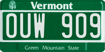 VT license plate OUW909