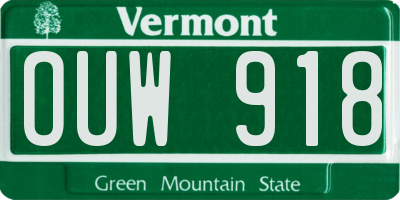 VT license plate OUW918