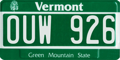 VT license plate OUW926