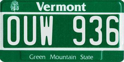 VT license plate OUW936