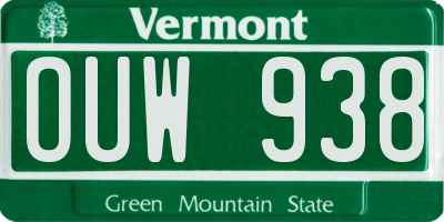 VT license plate OUW938