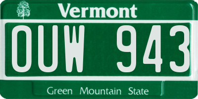 VT license plate OUW943