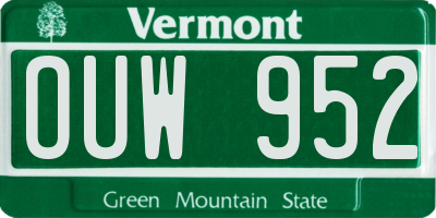 VT license plate OUW952