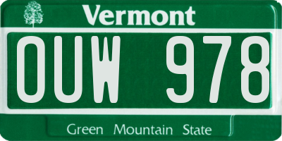 VT license plate OUW978