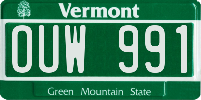 VT license plate OUW991
