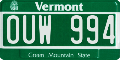 VT license plate OUW994