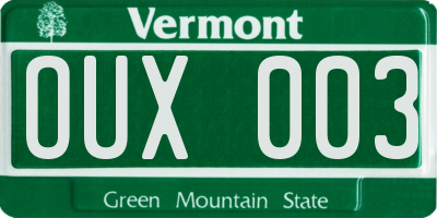 VT license plate OUX003