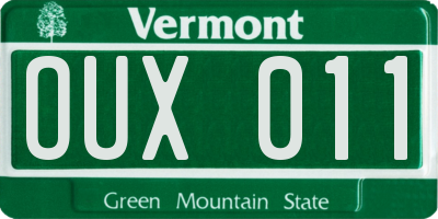 VT license plate OUX011