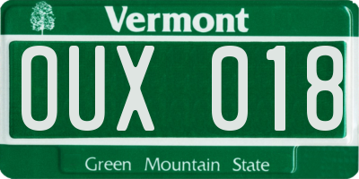 VT license plate OUX018