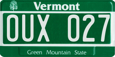 VT license plate OUX027