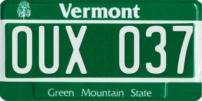 VT license plate OUX037