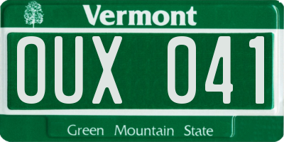 VT license plate OUX041