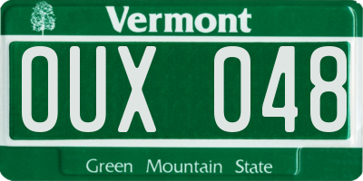 VT license plate OUX048