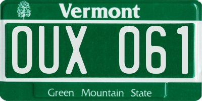 VT license plate OUX061