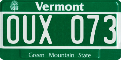 VT license plate OUX073