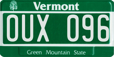 VT license plate OUX096
