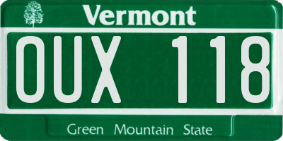 VT license plate OUX118