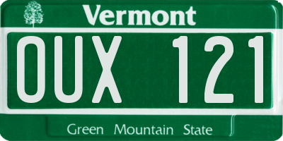 VT license plate OUX121