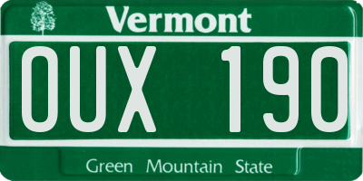 VT license plate OUX190