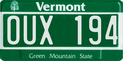 VT license plate OUX194