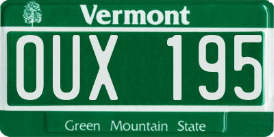 VT license plate OUX195