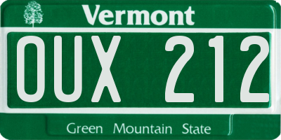 VT license plate OUX212