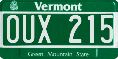 VT license plate OUX215
