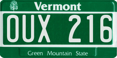 VT license plate OUX216