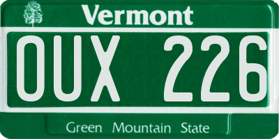 VT license plate OUX226