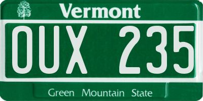 VT license plate OUX235