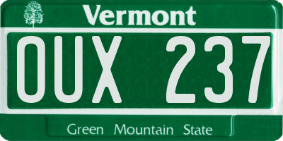 VT license plate OUX237