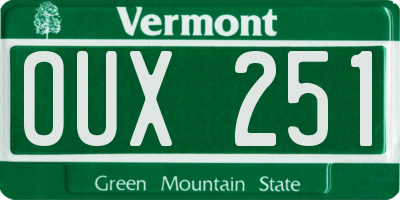 VT license plate OUX251
