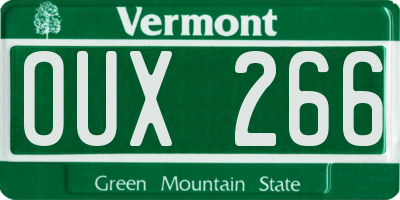 VT license plate OUX266