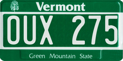 VT license plate OUX275