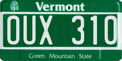 VT license plate OUX310