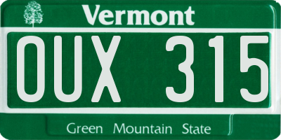 VT license plate OUX315
