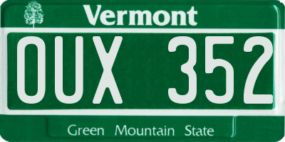 VT license plate OUX352