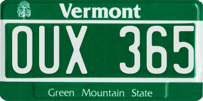 VT license plate OUX365