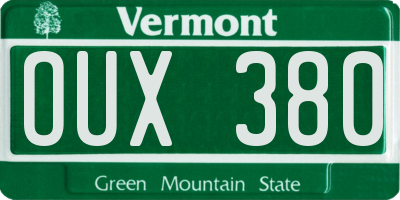 VT license plate OUX380