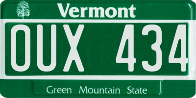 VT license plate OUX434