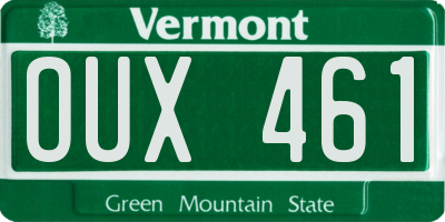 VT license plate OUX461