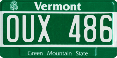 VT license plate OUX486