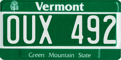 VT license plate OUX492