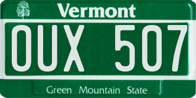 VT license plate OUX507
