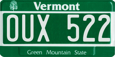 VT license plate OUX522
