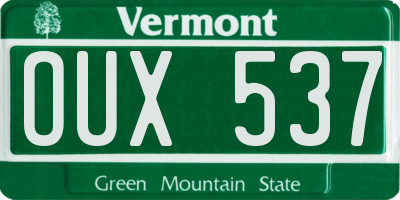 VT license plate OUX537