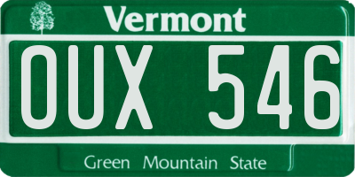 VT license plate OUX546