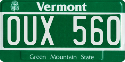 VT license plate OUX560