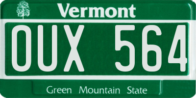VT license plate OUX564