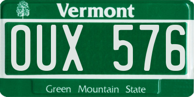 VT license plate OUX576